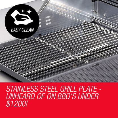 EuroGrille 5 Burner Outdoor BBQ Grill Barbeque Gas Stainless Steel Kitchen Commercial V219-COKBBQEUGABR5