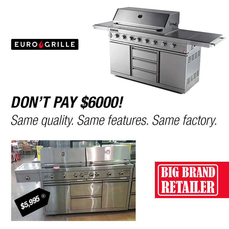 EuroGrille 8 Burner Outdoor BBQ Grill Barbeque Gas Stainless Steel Kitchen Commercial V219-COKBBQEUGABR8