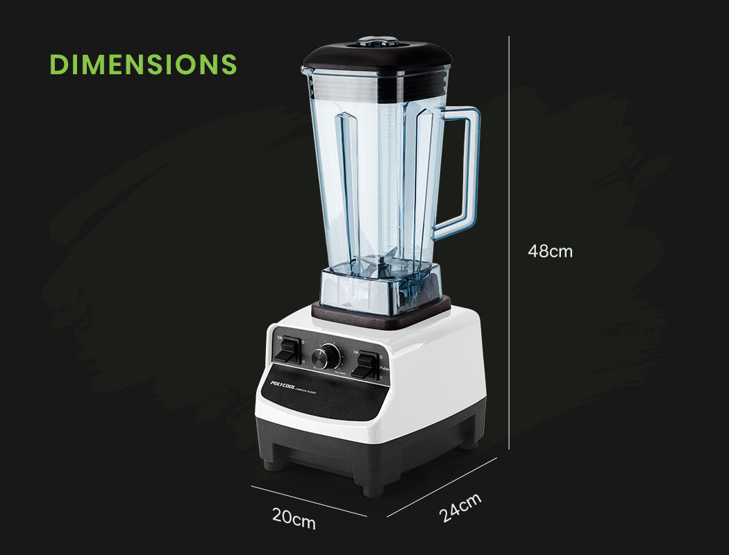 POLYCOOL 2L 2200W Commercial-Grade Blender with BPA-Free Jug for Drink, Smoothie, Food, Ice, White V219-COKBLNPLYA20W