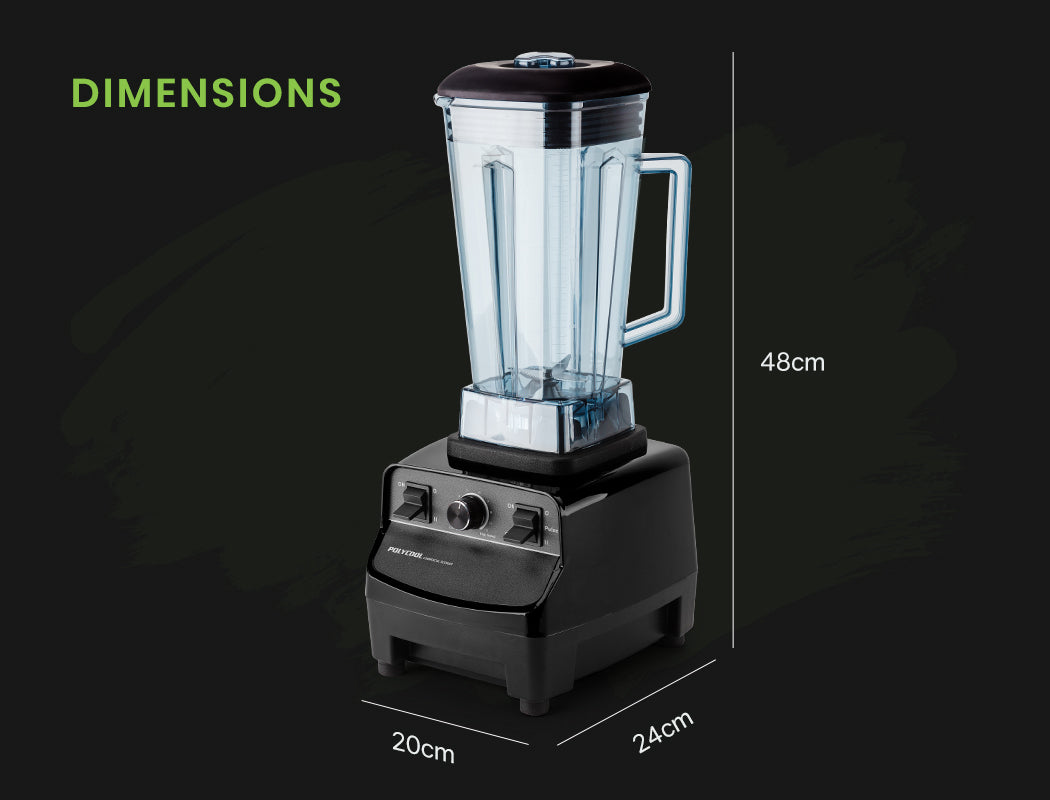 POLYCOOL 2L Commercial Blender Mixer Food Processor Smoothie Ice Crush Black V219-COKBLNPLYBA20B