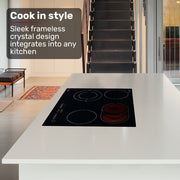 EuroChef 60cm 4 Zone Ceramic Cooktop, 6600W Electric, FlexiZone Adjustable Size Hobs, Touch Controls V219-COKCCTEC641A