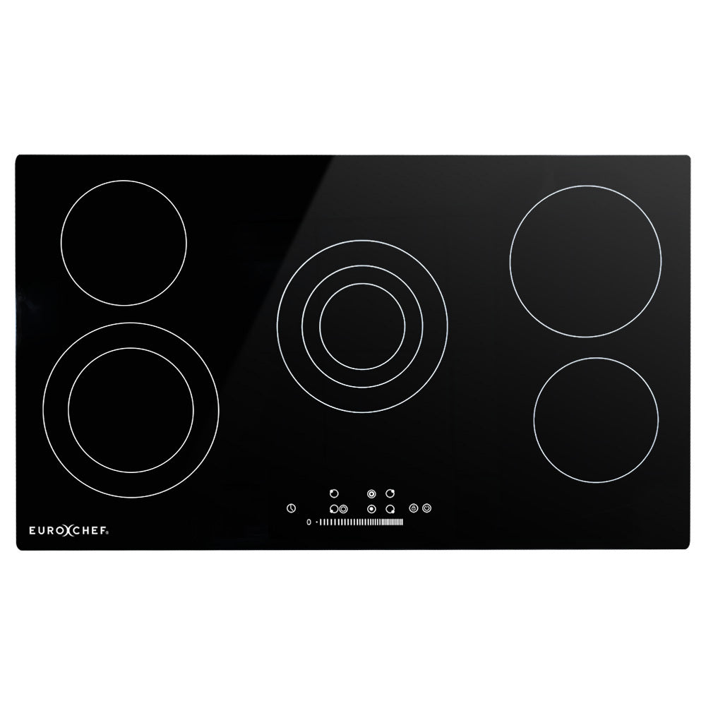 EuroChef 90cm 5 Zone Ceramic Cooktop, 8900W Electric, FlexiZone Adjustable Size Hobs, Touch Controls V219-COKCCTEC951A