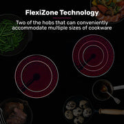 EuroChef 90cm 5 Zone Ceramic Cooktop, 8900W Electric, FlexiZone Adjustable Size Hobs, Touch Controls V219-COKCCTEC951A