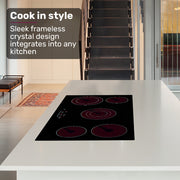 EuroChef 90cm 5 Zone Ceramic Cooktop, 8900W Electric, FlexiZone Adjustable Size Hobs, Touch Controls V219-COKCCTEC951A