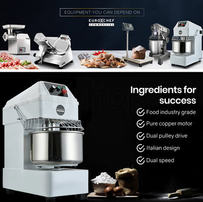 EUROCHEF 20L Spiral Dough Mixer Commercial Machine Bakery Kneader Litre Small V219-COKDMXEUCA205