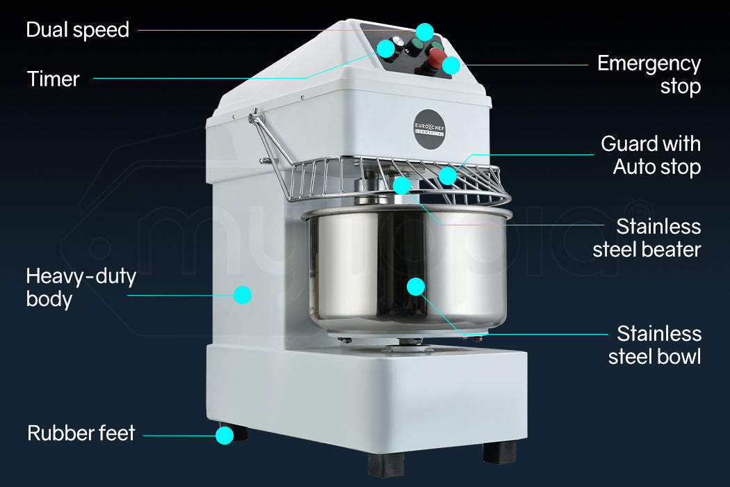 EUROCHEF 20L Spiral Dough Mixer Commercial Machine Bakery Kneader Litre Small V219-COKDMXEUCA205