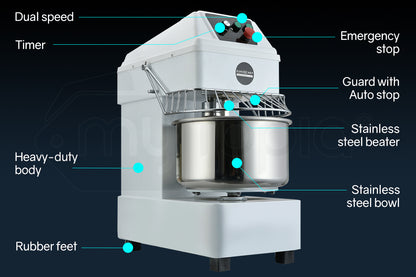 EUROCHEF 20L Spiral Dough Mixer Commercial Machine Bakery Kneader Litre Small V219-COKDMXEUCA205