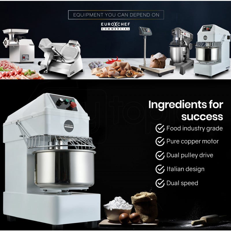 EUROCHEF 30L Spiral Dough Mixer Commercial Machine Bakery Bread Kneader Litre Small V219-COKDMXEUCA207