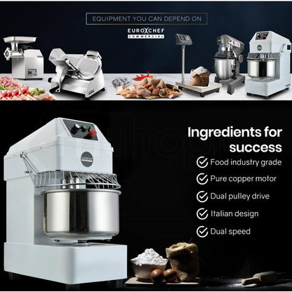 EUROCHEF 30L Spiral Dough Mixer Commercial Machine Bakery Bread Kneader Litre Small V219-COKDMXEUCA207