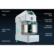 EUROCHEF 30L Spiral Dough Mixer Commercial Machine Bakery Bread Kneader Litre Small V219-COKDMXEUCA207