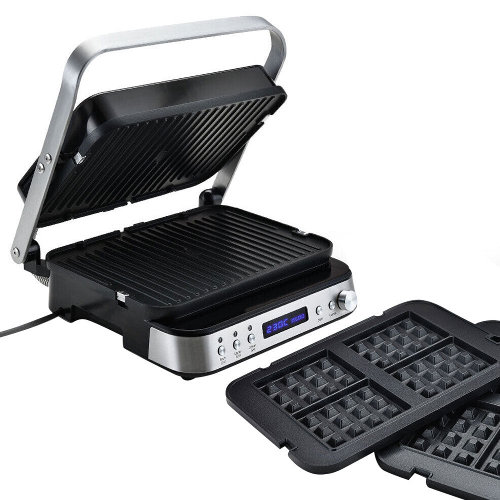 EUROCHEF Smart Multi Contact Grill Sandwich Press Panini Waffle Maker Griddle Stainless Steel V219-COKGRLEUCAC8S