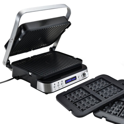EUROCHEF Smart Multi Contact Grill Sandwich Press Panini Waffle Maker Griddle Stainless Steel V219-COKGRLEUCAC8S