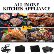 EUROCHEF Smart Multi Contact Grill Sandwich Press Panini Waffle Maker Griddle Stainless Steel V219-COKGRLEUCAC8S