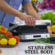 EUROCHEF Smart Multi Contact Grill Sandwich Press Panini Waffle Maker Griddle Stainless Steel V219-COKGRLEUCAC8S
