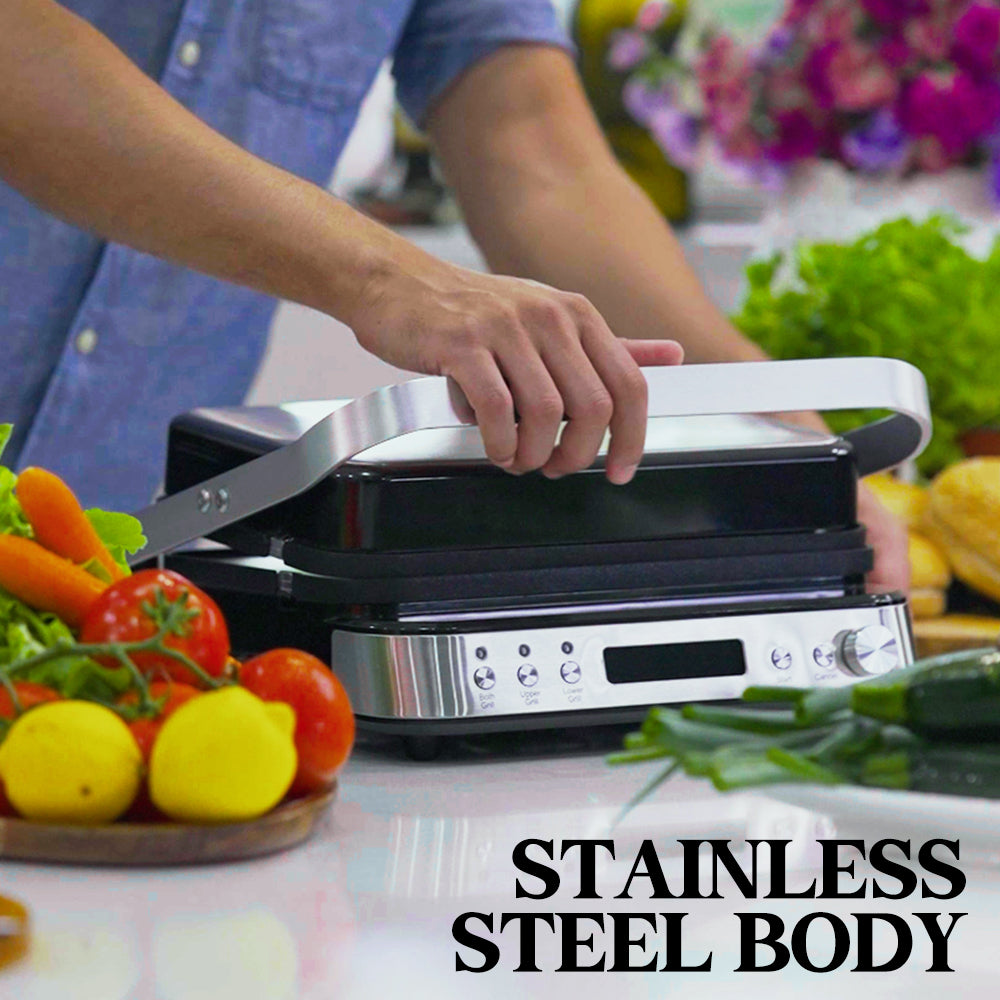 EUROCHEF Smart Multi Contact Grill Sandwich Press Panini Waffle Maker Griddle Stainless Steel V219-COKGRLEUCAC8S