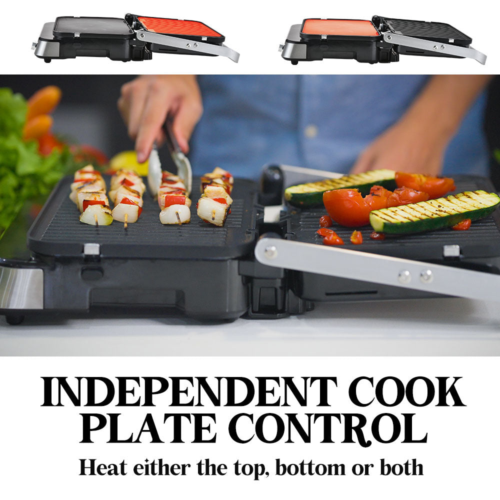 EUROCHEF Smart Multi Contact Grill Sandwich Press Panini Waffle Maker Griddle Stainless Steel V219-COKGRLEUCAC8S