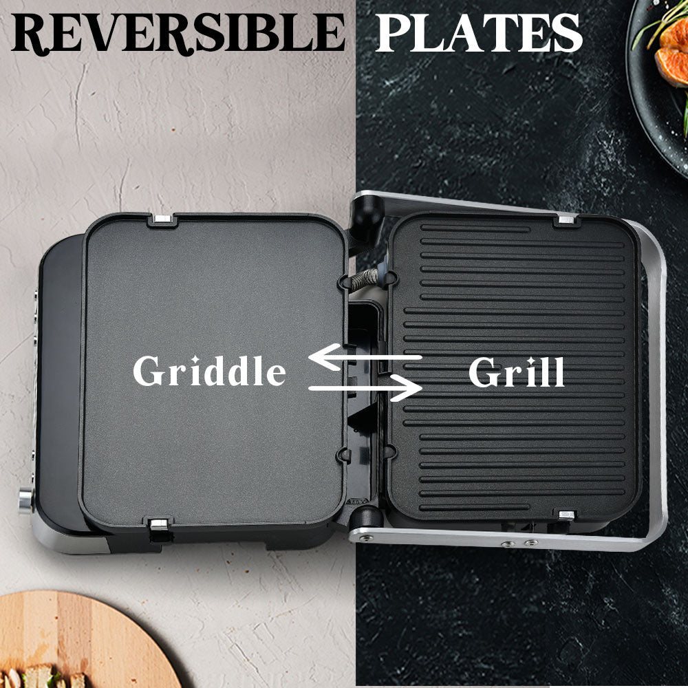 EUROCHEF Smart Multi Contact Grill Sandwich Press Panini Waffle Maker Griddle Stainless Steel V219-COKGRLEUCAC8S