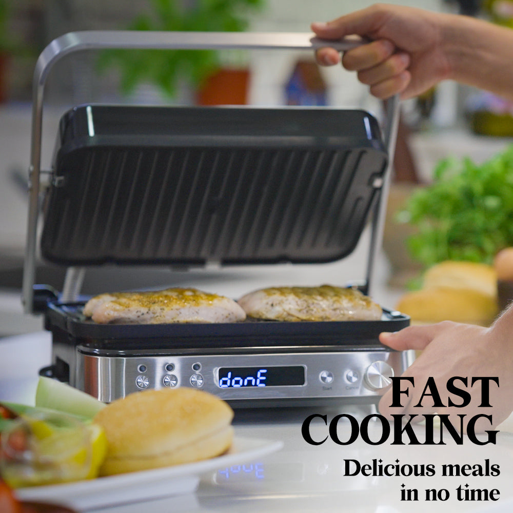 EUROCHEF Smart Multi Contact Grill Sandwich Press Panini Waffle Maker Griddle Stainless Steel V219-COKGRLEUCAC8S