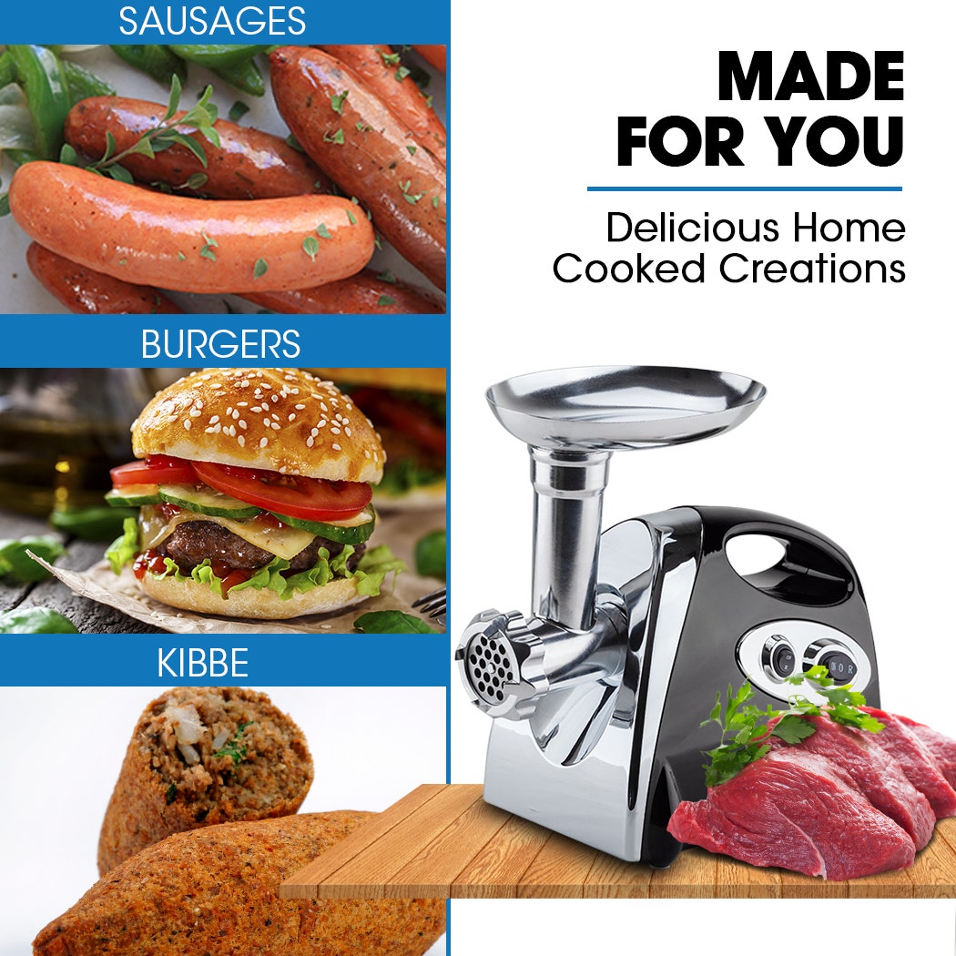 EUROCHEF Electric Meat Grinder, Stainless Steel Mincer Sausage Filler Kibbe Maker, Black V219-COKGRNEUCA5BK