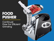 EUROCHEF Electric Meat Grinder, Stainless Steel Mincer Sausage Filler Kibbe Maker, Black V219-COKGRNEUCA5BK