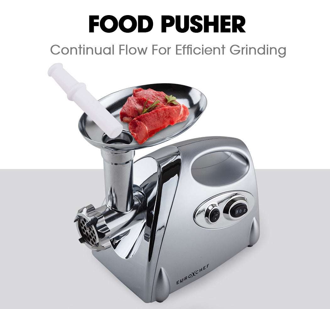 EUROCHEF Electric Meat Grinder, Stainless Steel Mincer Sausage Filler Kibbe Maker, Silver V219-COKGRNEUCA5SV