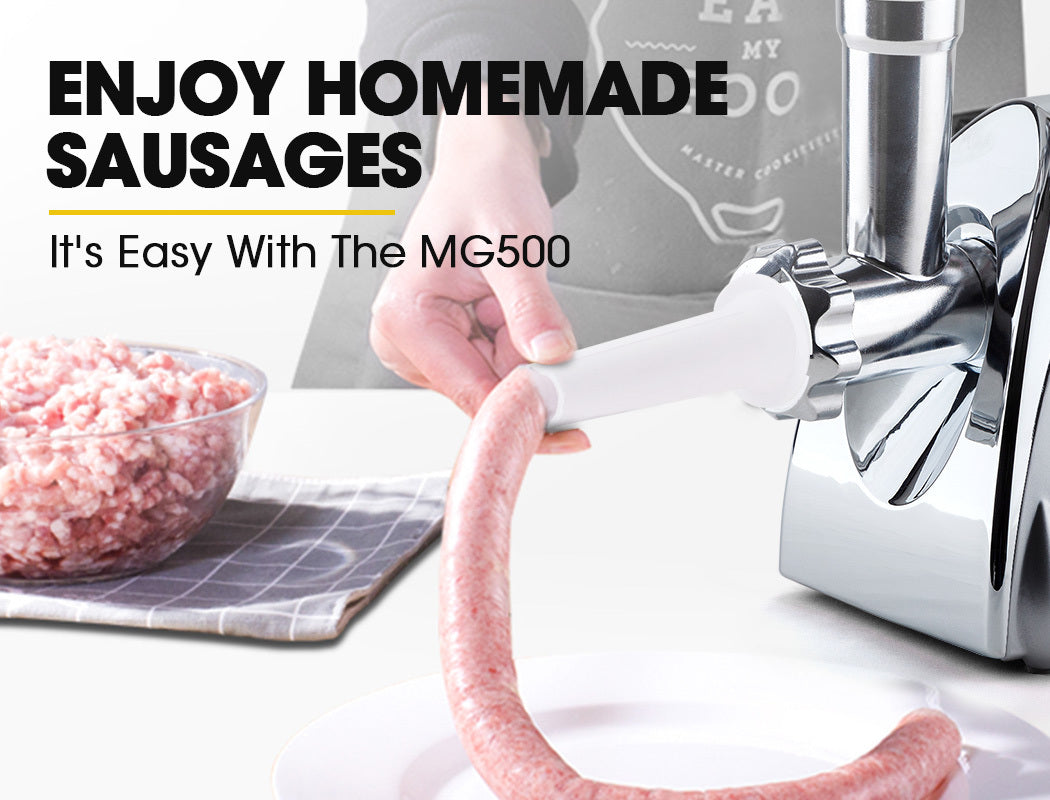 EUROCHEF Electric Meat Grinder, Stainless Steel Mincer Sausage Filler Kibbe Maker, Silver V219-COKGRNEUCA5SV