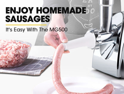 EUROCHEF Electric Meat Grinder, Stainless Steel Mincer Sausage Filler Kibbe Maker, Silver V219-COKGRNEUCA5SV
