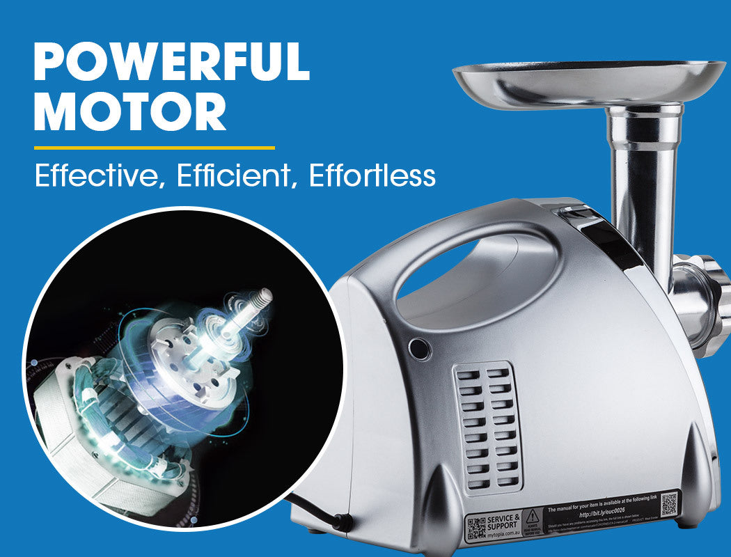 EUROCHEF Electric Meat Grinder, Stainless Steel Mincer Sausage Filler Kibbe Maker, Silver V219-COKGRNEUCA5SV
