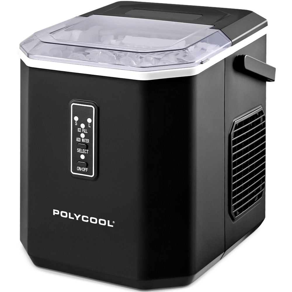 POLYCOOL Portable Ice Maker Machine, Automatic, 12kg/day, Auto Clean, with Scoop and Removable Basket, Black V219-COKICMPY1BKA