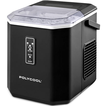 POLYCOOL Portable Ice Maker Machine, Automatic, 12kg/day, Auto Clean, with Scoop and Removable Basket, Black V219-COKICMPY1BKA