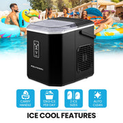 POLYCOOL Portable Ice Maker Machine, Automatic, 12kg/day, Auto Clean, with Scoop and Removable Basket, Black V219-COKICMPY1BKA