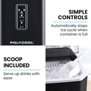 POLYCOOL Portable Ice Maker Machine, Automatic, 12kg/day, Auto Clean, with Scoop and Removable Basket, Black V219-COKICMPY1BKA