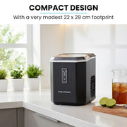 POLYCOOL Portable Ice Maker Machine, Automatic, 12kg/day, Auto Clean, with Scoop and Removable Basket, Black V219-COKICMPY1BKA