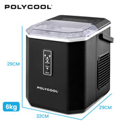 POLYCOOL Portable Ice Maker Machine, Automatic, 12kg/day, Auto Clean, with Scoop and Removable Basket, Black V219-COKICMPY1BKA