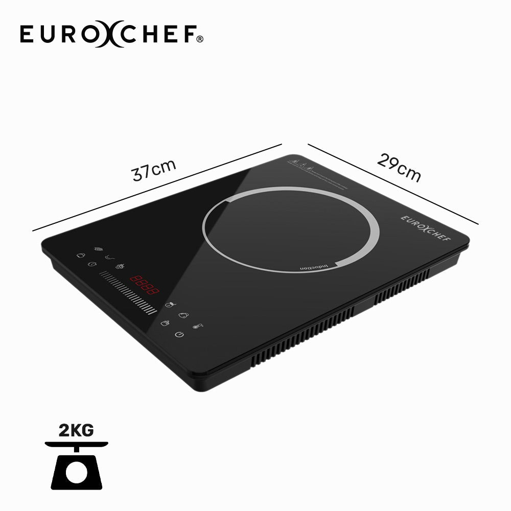 EUROCHEF Induction Benchtop Cooktop, 2000W, 9 Heat Levels, Fast Electric Portable Cooker, Touch Controls with V219-COKICTEC25PA