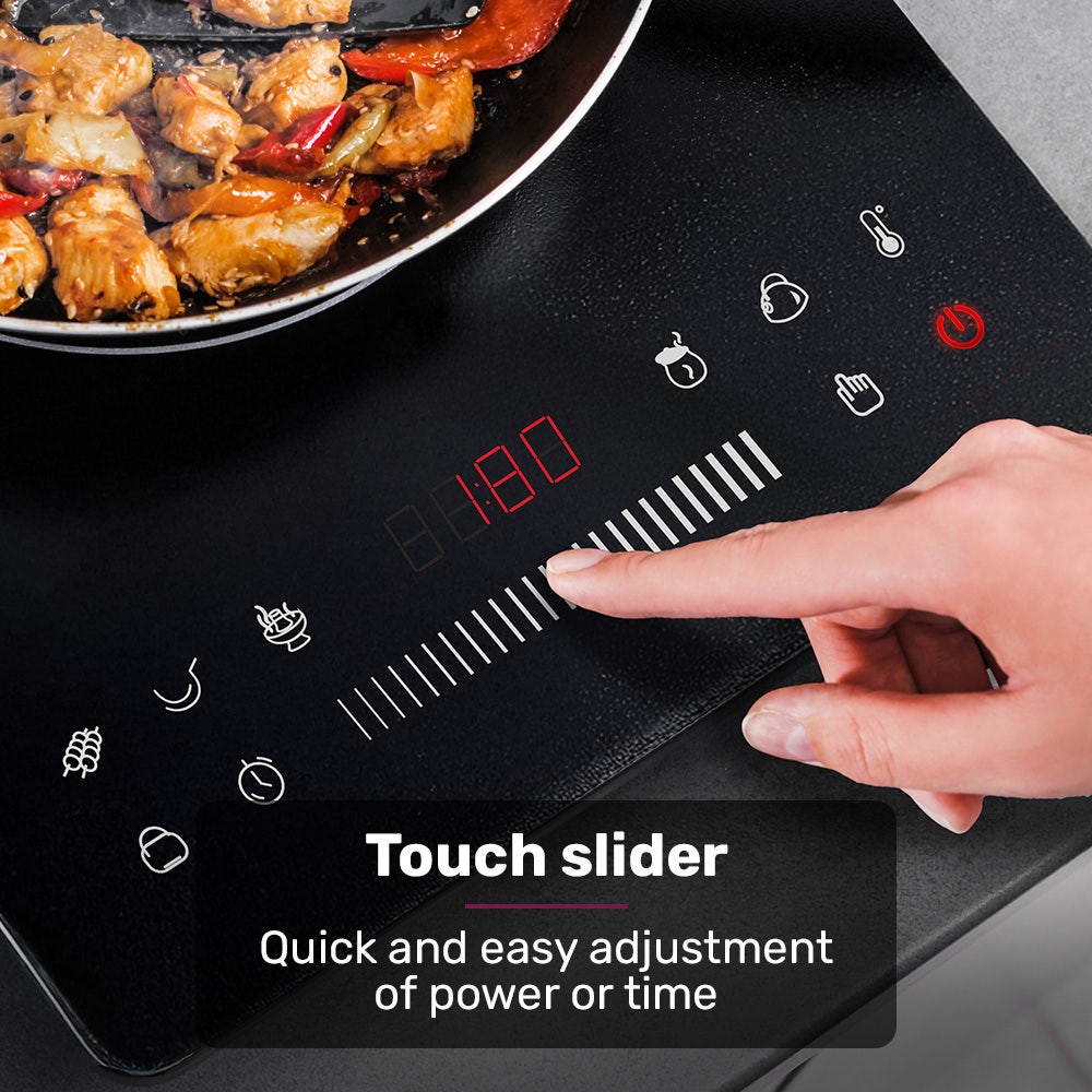 EUROCHEF Induction Benchtop Cooktop, 2000W, 9 Heat Levels, Fast Electric Portable Cooker, Touch Controls with V219-COKICTEC25PA