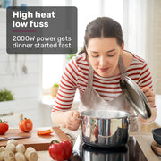 EUROCHEF Induction Benchtop Cooktop, 2000W, 9 Heat Levels, Fast Electric Portable Cooker, Touch Controls with V219-COKICTEC25PA