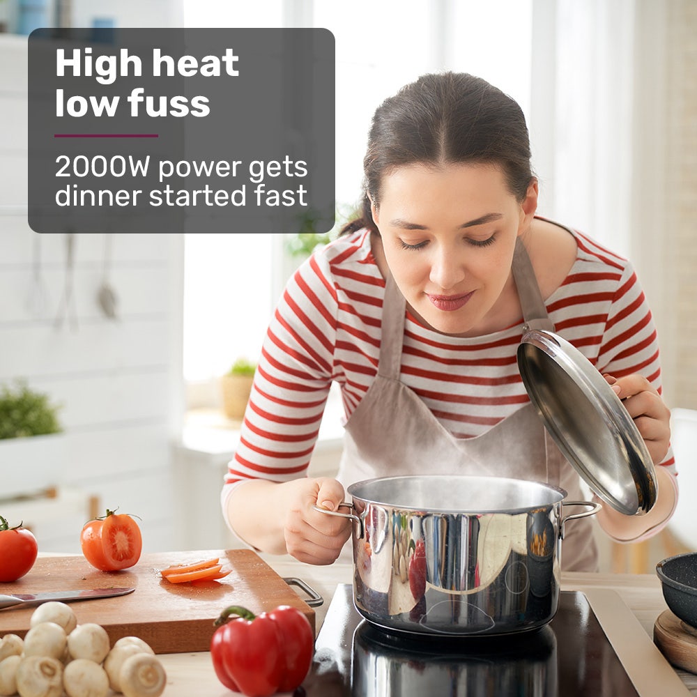EUROCHEF Induction Benchtop Cooktop, 2000W, 9 Heat Levels, Fast Electric Portable Cooker, Touch Controls with V219-COKICTEC25PA