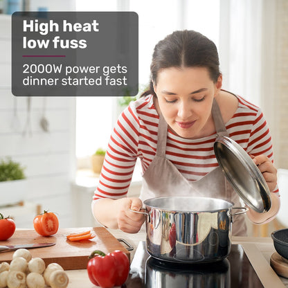 EUROCHEF Induction Benchtop Cooktop, 2000W, 9 Heat Levels, Fast Electric Portable Cooker, Touch Controls with V219-COKICTEC25PA