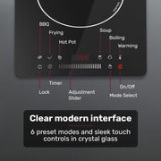 EUROCHEF Induction Benchtop Cooktop, 2000W, 9 Heat Levels, Fast Electric Portable Cooker, Touch Controls with V219-COKICTEC25PA