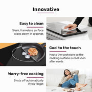 EUROCHEF Induction Benchtop Cooktop, 2000W, 9 Heat Levels, Fast Electric Portable Cooker, Touch Controls with V219-COKICTEC25PA