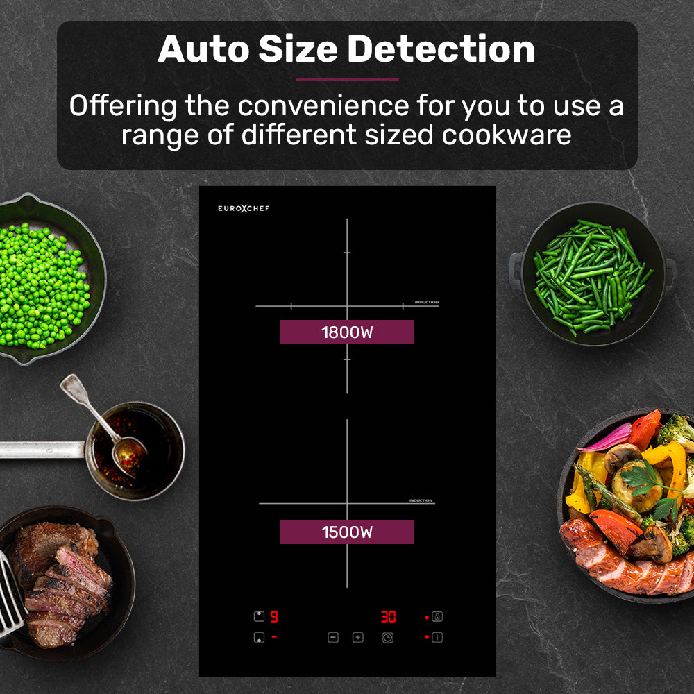 EuroChef 30cm 2 Zone Induction Cooktop, 3300W Electric, Touch Controls V219-COKICTEC320A