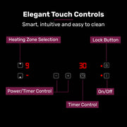 EuroChef 30cm 2 Zone Induction Cooktop, 3300W Electric, Touch Controls V219-COKICTEC320A