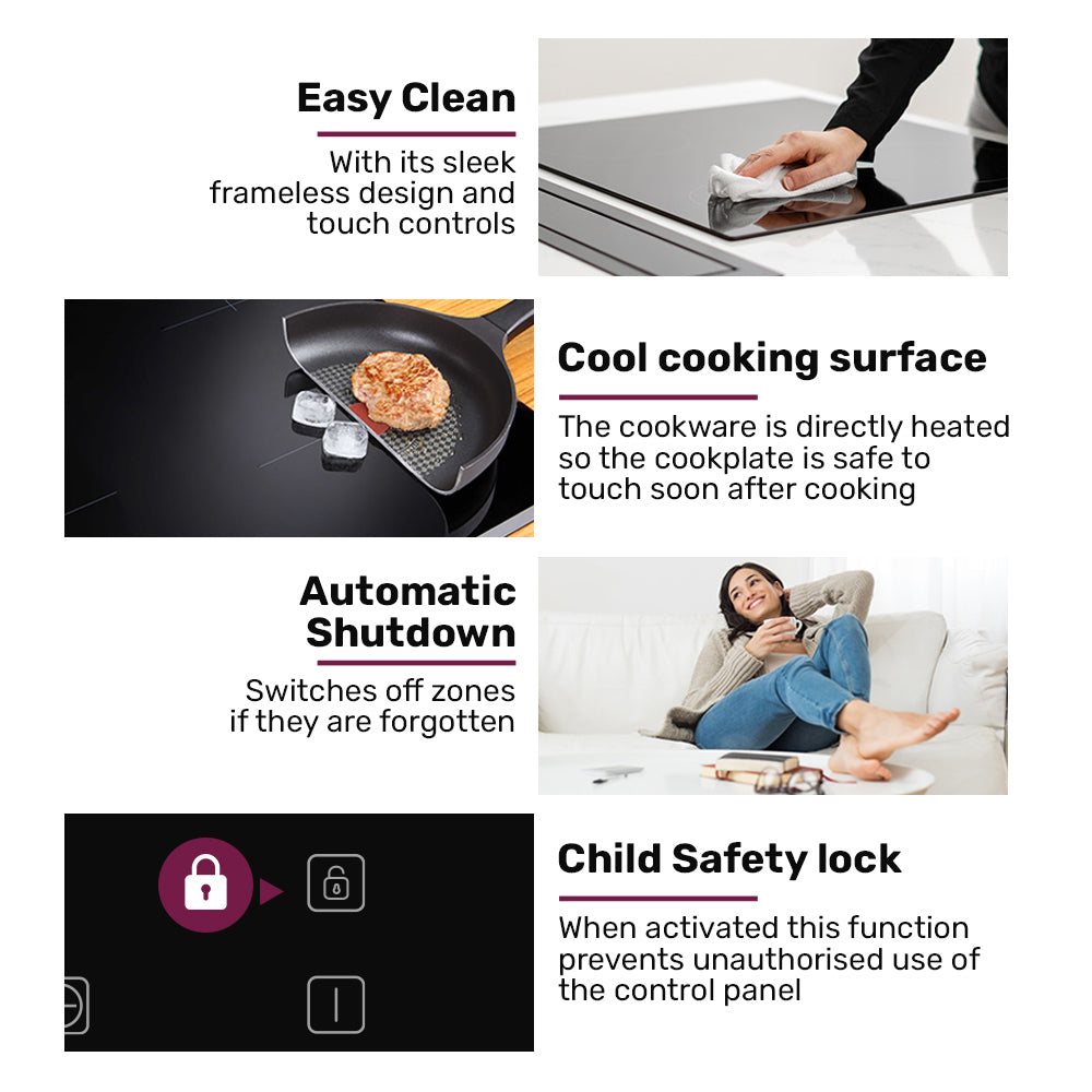 EuroChef 30cm 2 Zone Induction Cooktop, 3300W Electric, Touch Controls V219-COKICTEC320A