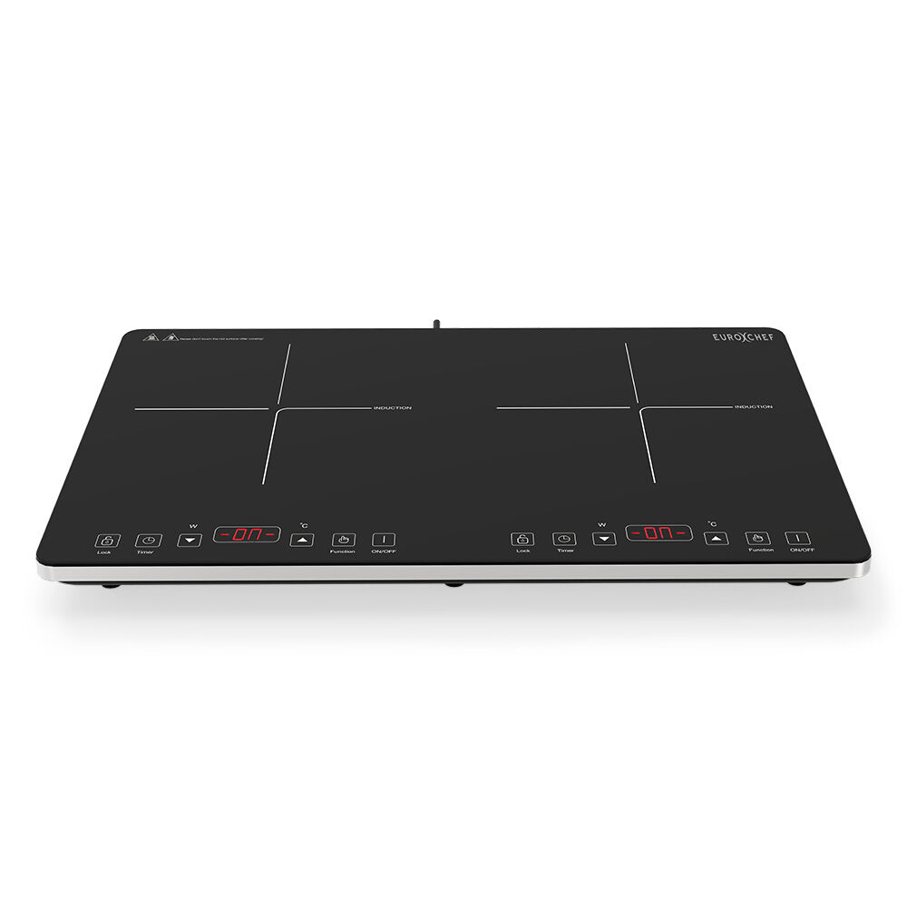 EUROCHEF Double Induction Benchtop Cooktop, 9 Heat Levels, Fast Electric Portable Cooker, Touch Controls, V219-COKICTEC35PA