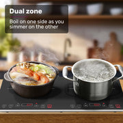 EUROCHEF Double Induction Benchtop Cooktop, 9 Heat Levels, Fast Electric Portable Cooker, Touch Controls, V219-COKICTEC35PA