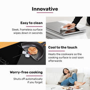 EUROCHEF Double Induction Benchtop Cooktop, 9 Heat Levels, Fast Electric Portable Cooker, Touch Controls, V219-COKICTEC35PA
