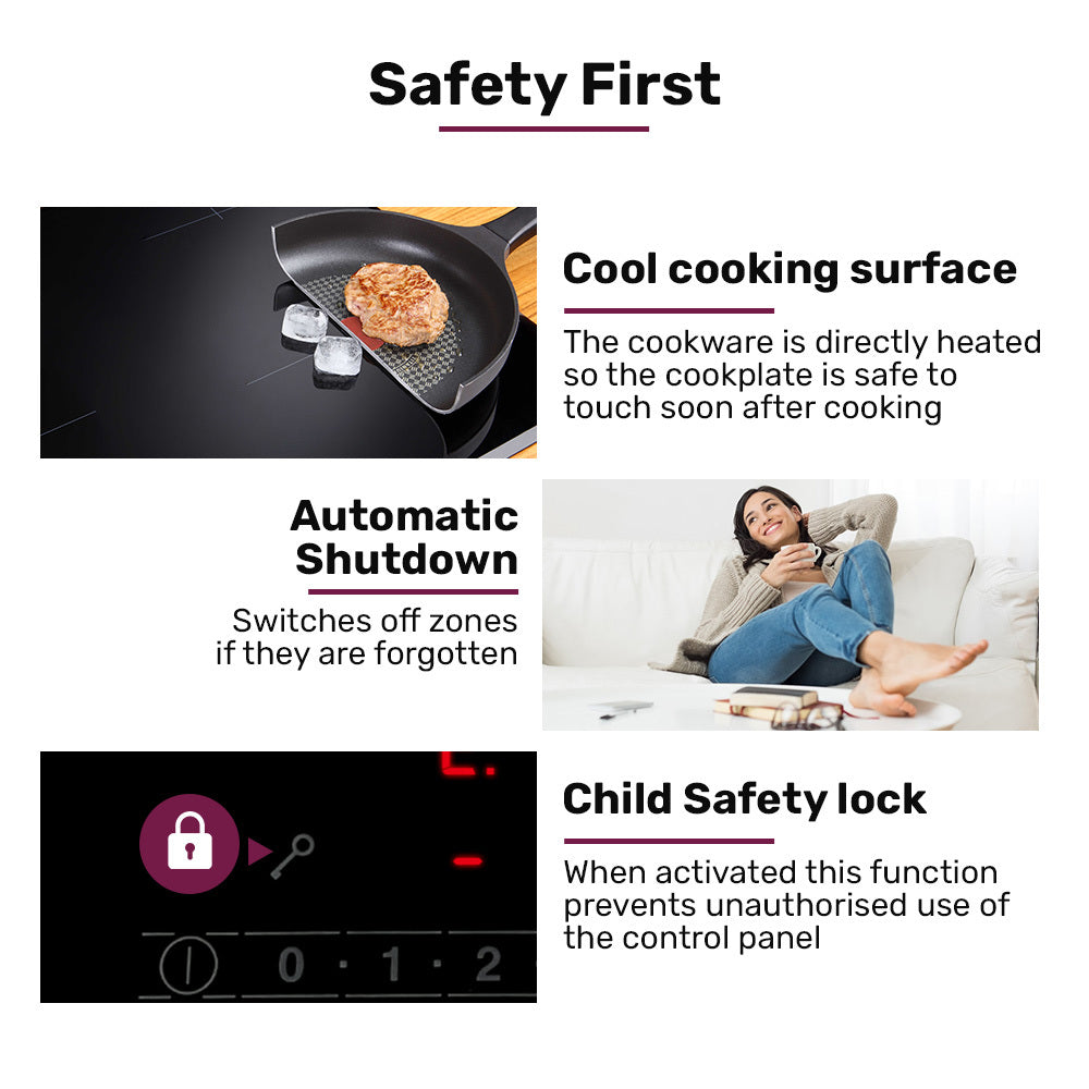 EuroChef 60cm 4 Zone Induction Cooktop, 6800W Electric, Touch Controls V219-COKICTEC640A