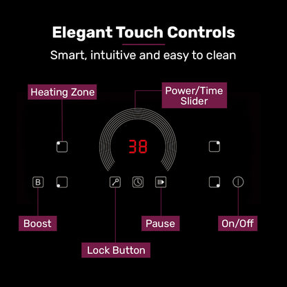 EUROCHEF 60cm 4 Zone Induction Cooktop, 7200W Electric, FlexZone Function, Touch Controls V219-COKICTEC641A