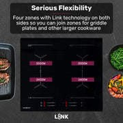 EuroChef 60cm 4 Zone Induction Cooktop, 7200W Electric, Dual Link Bridged Zone Hobs, Touch Controls V219-COKICTEC642A